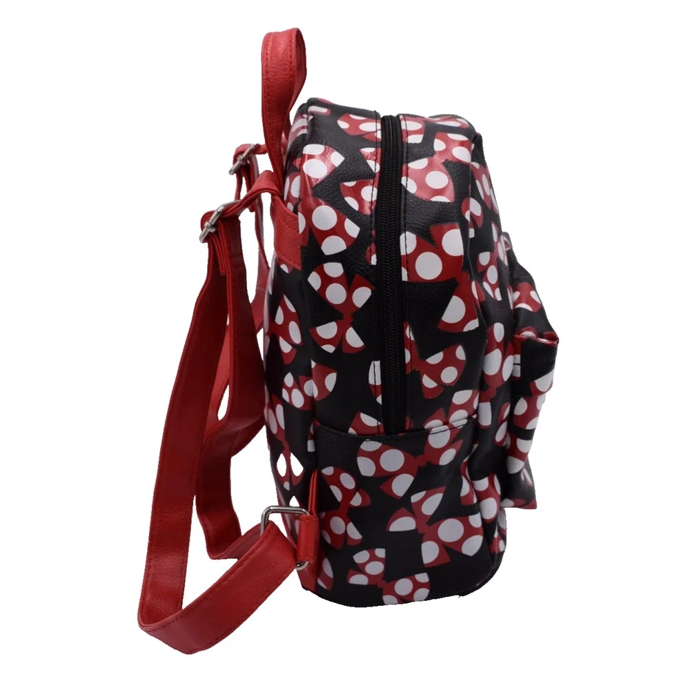 DISNEY PARKS Minnie Mouse Bows Mini Backpack Bag - Black & Red - Faux Leather